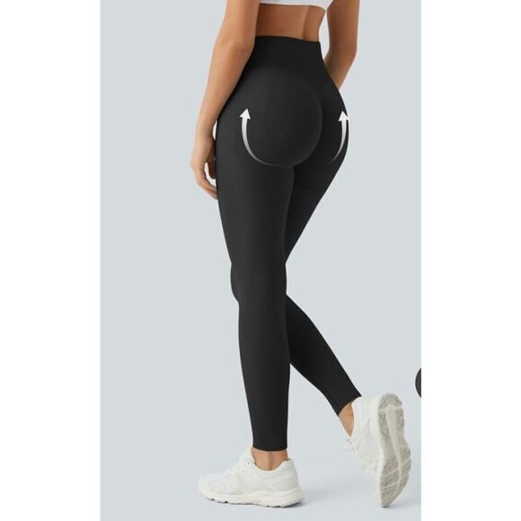 Halara Womens S 7/8 Seamless Flow High Waisted Butt Lifting Leggings Black New - Picture 2 of 10